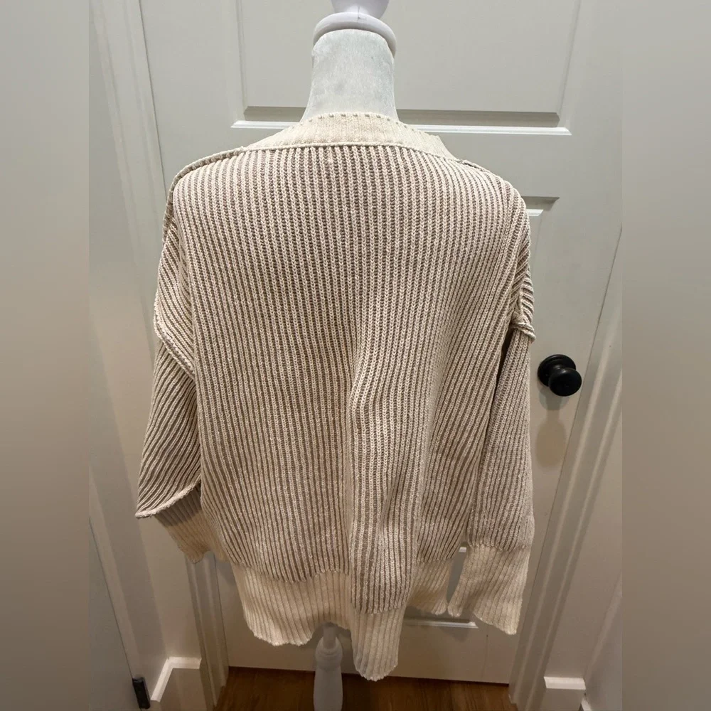 Altar’d State. Alison Matte Chenille Pullover. Taupe/Cream. Size Medium. - Picture 3 of 9